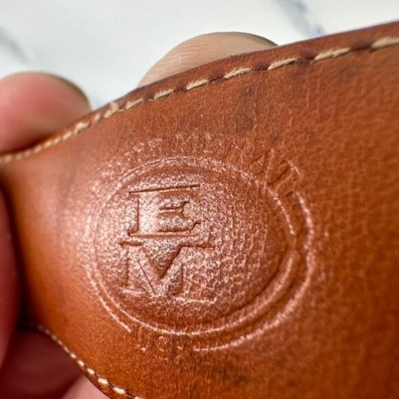 Vintage MCM Women's Crocodile Embossed Leather Silver Buckle Waist Belt Brown - Picture 15 of 16